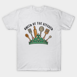 crown with kitchen tools queen of the kitchen vintage kitchen art T-Shirt